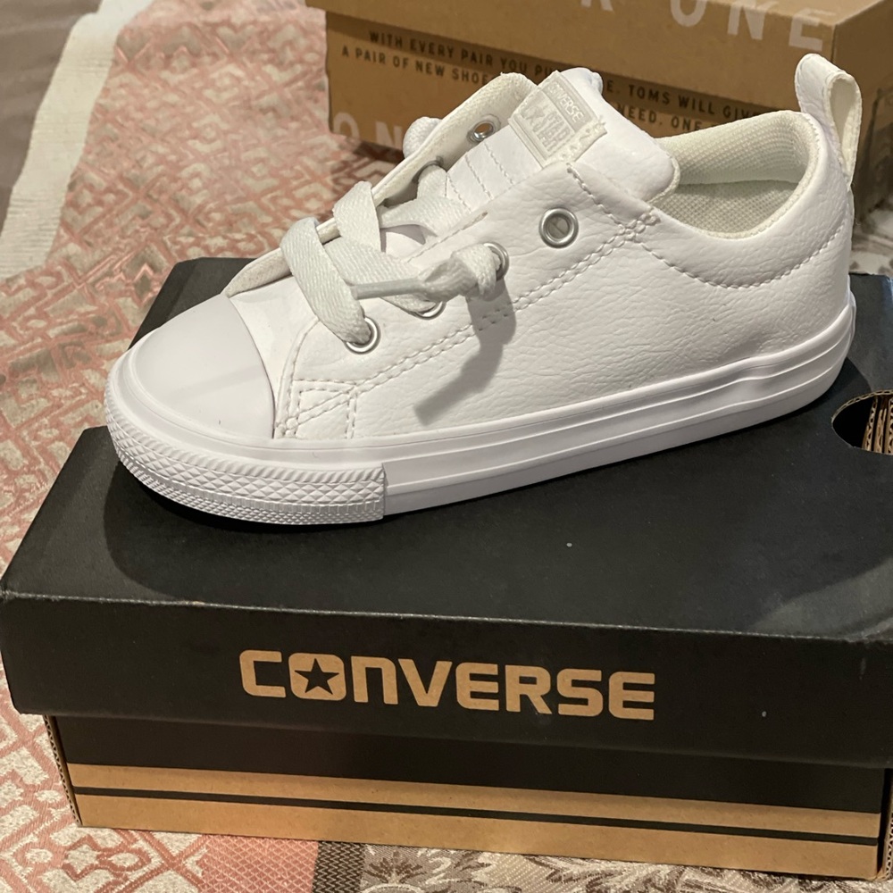 White toddler converse sneakers new never worn size 9